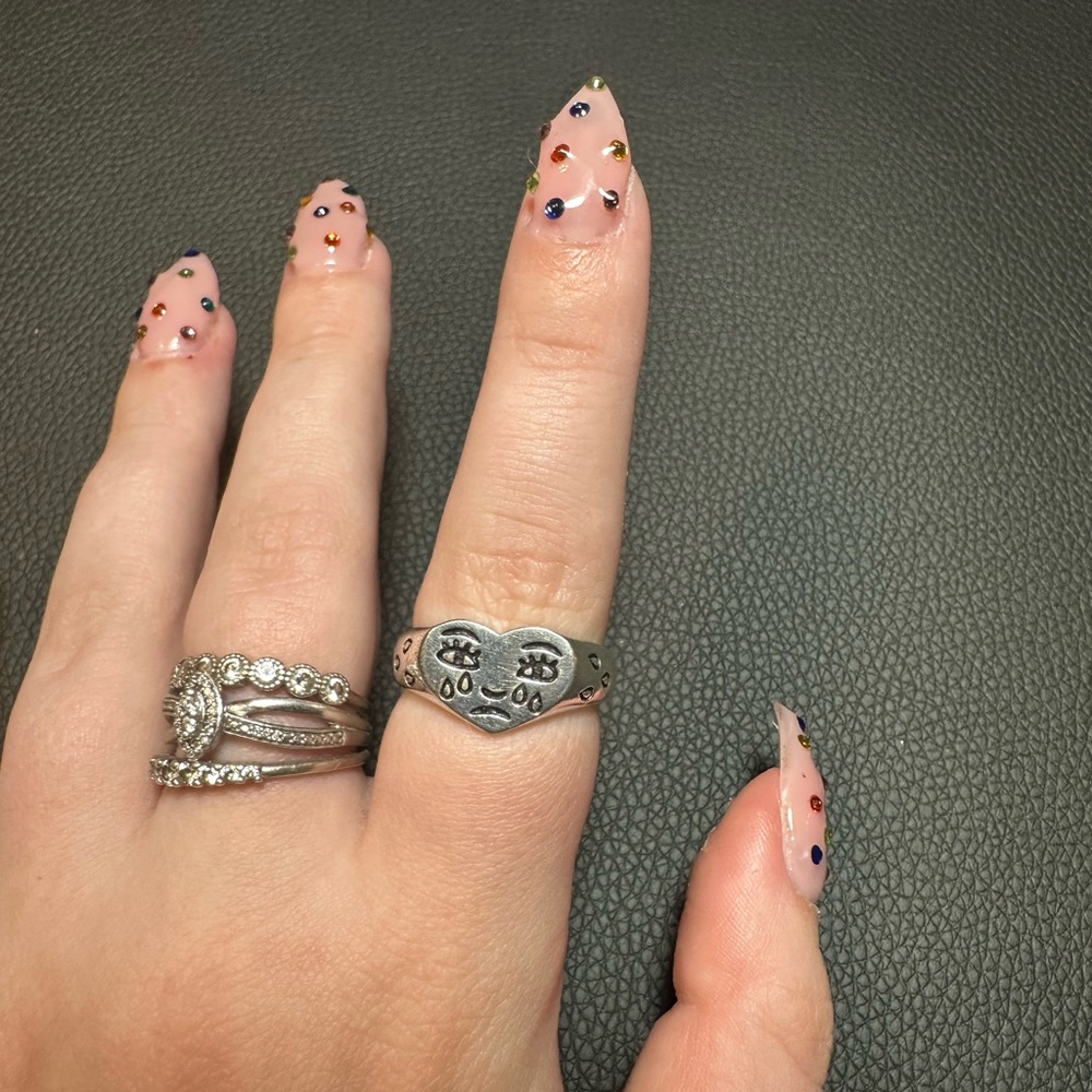 Sterling Silver Crying Heart Ring (D14)